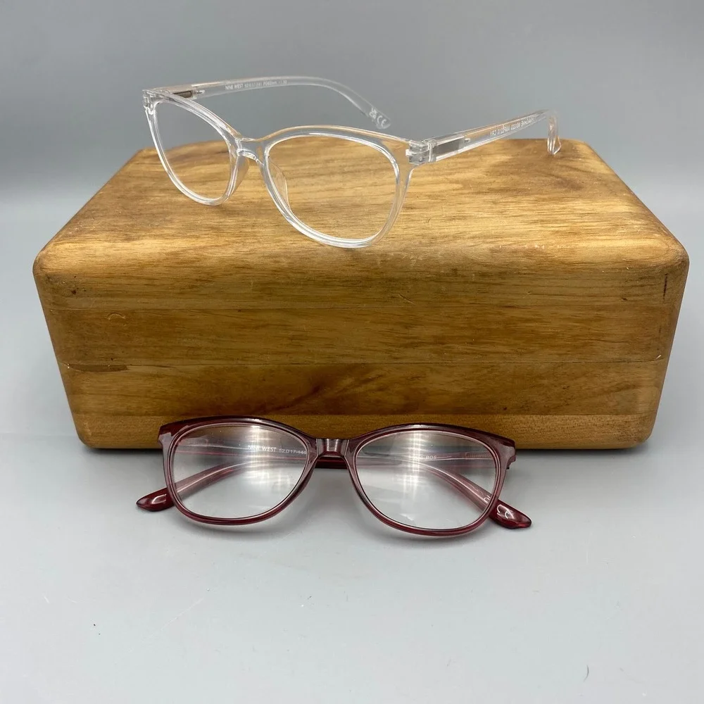 Nine West Women's 2 Pair Reading Glasses 1.50 Clear & Red Frames Reading Glasses